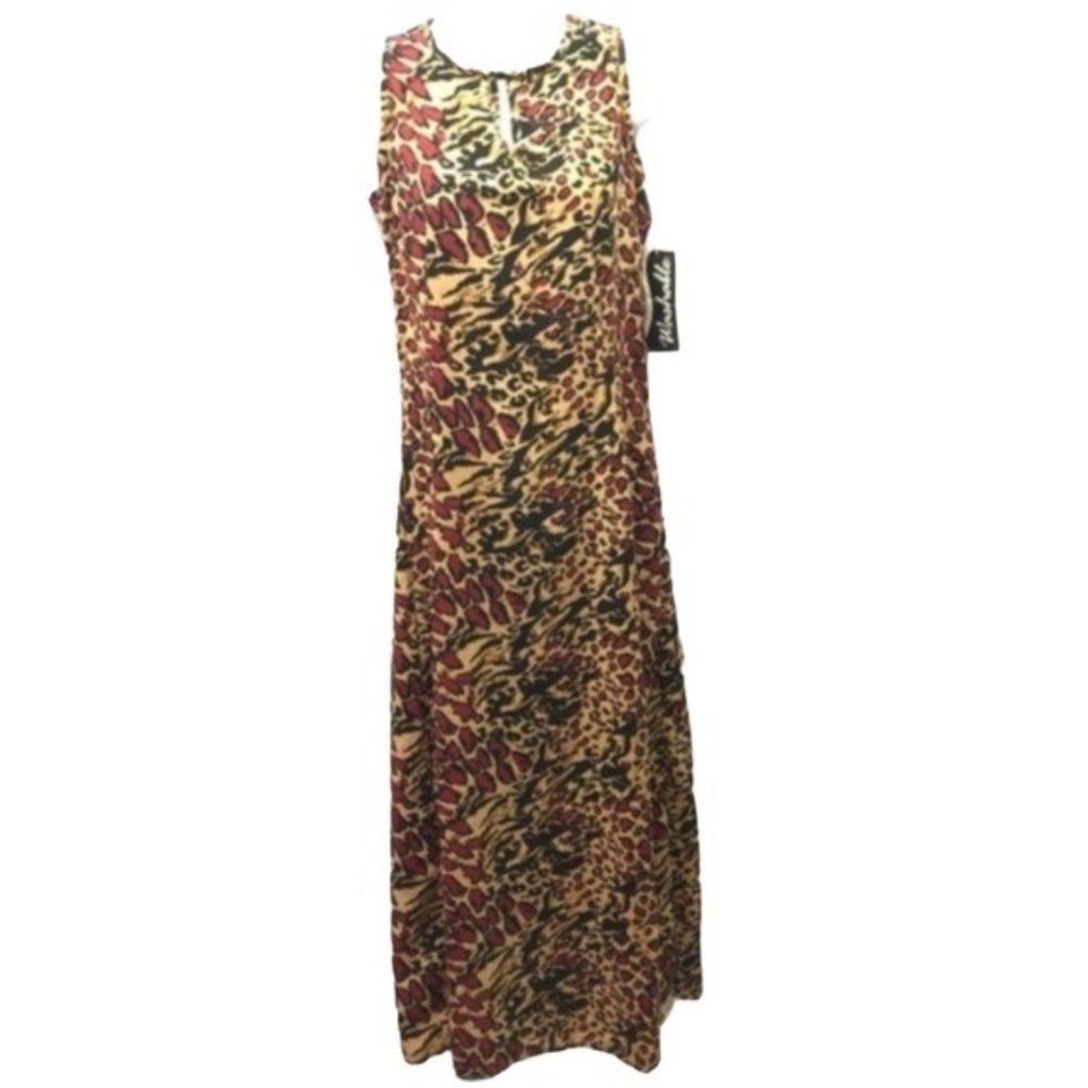 Premier Long Maxi Dress Size Small 6/8 Tan Red Bk